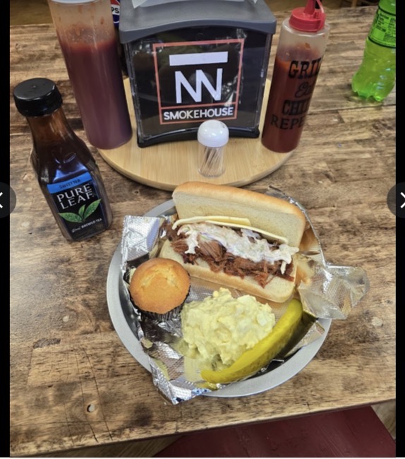 Bar Double N pulled pork sandwich meal